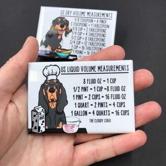 Black Tan Coonhound Dog Kitchen Measuring Magnets - Picture 4 of 7